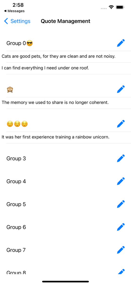 Quoteboard groups full of saved quotes